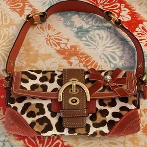 COACH leopard fur Purse vintage authentic bow cheetah